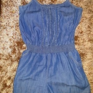 Denim short romper